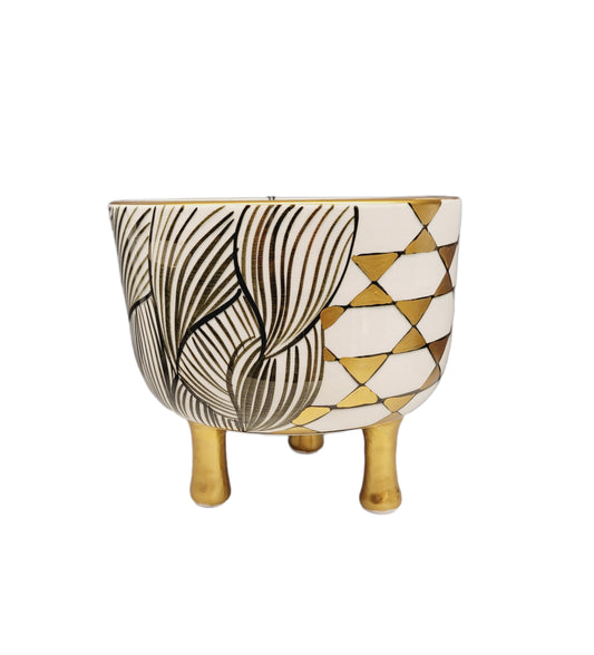 Golden Painted Flower Pot