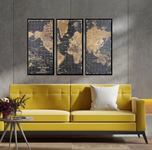 World Map Painting - Set of 3