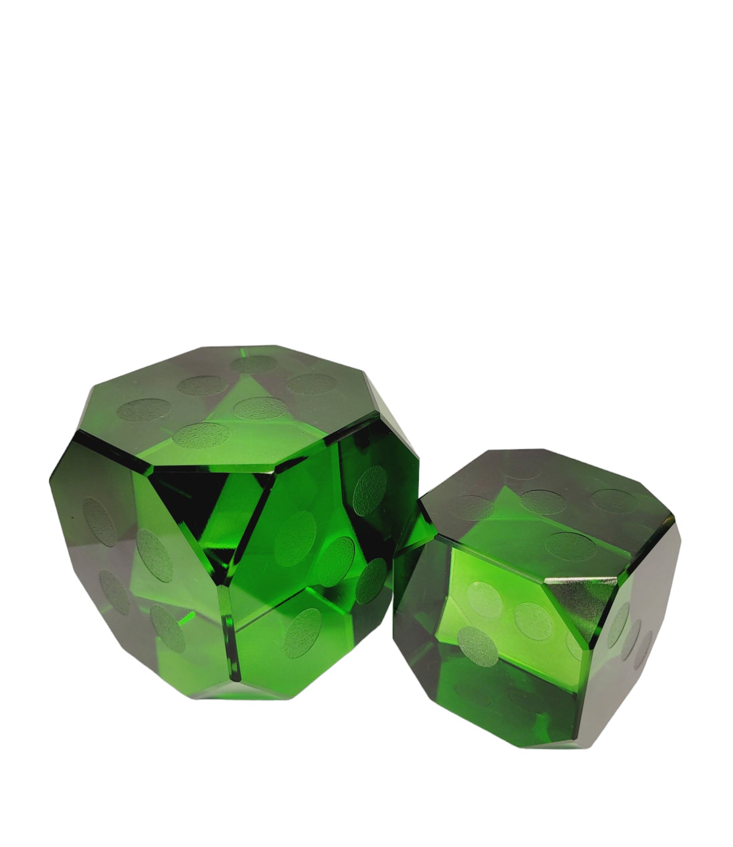 A Pair of Glass Dices with Bevelled Corners